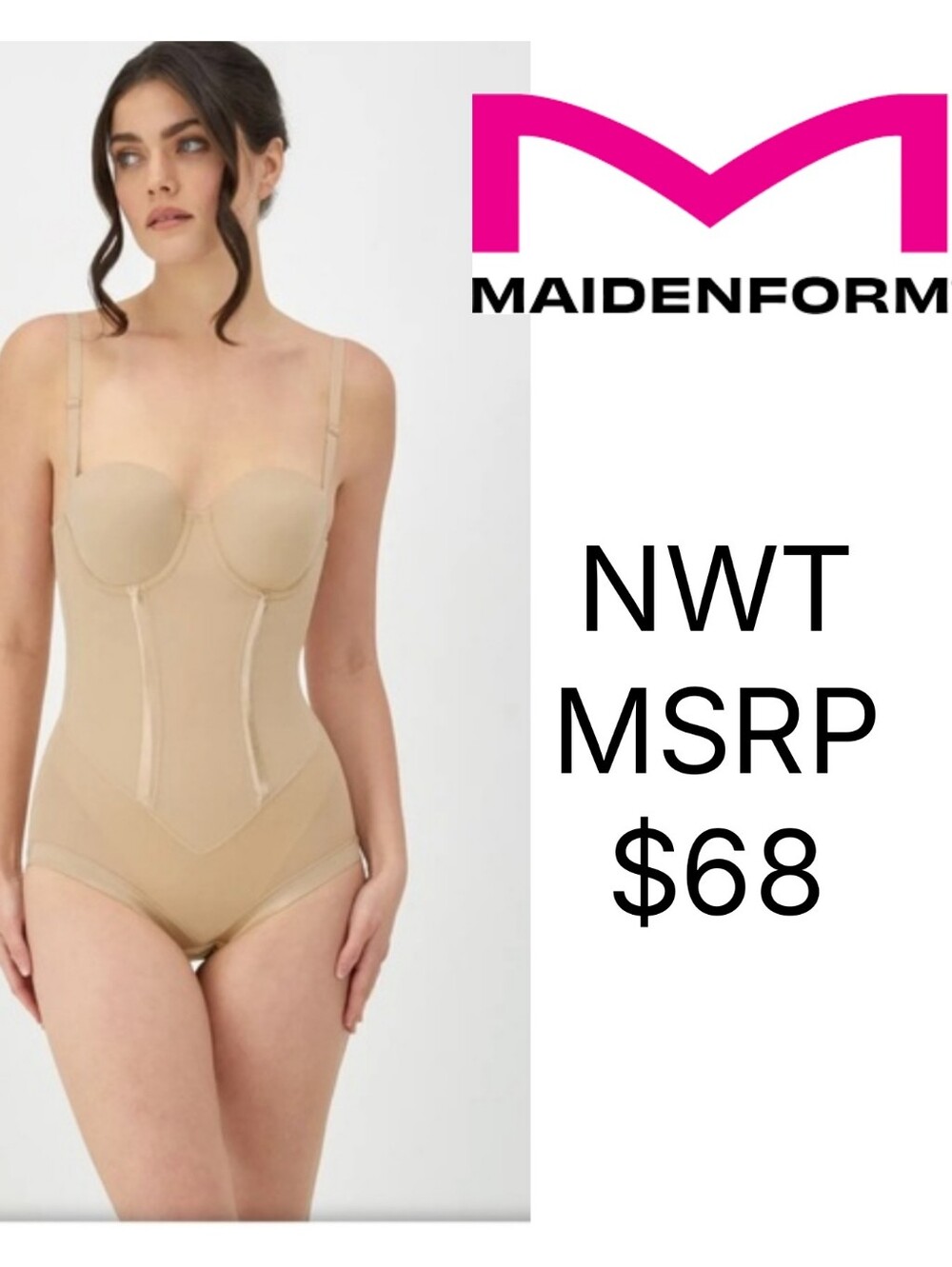 NWT Maidenform Shaper Built in Bra Tummy Control FIRM FL1256 Color Latte Lift